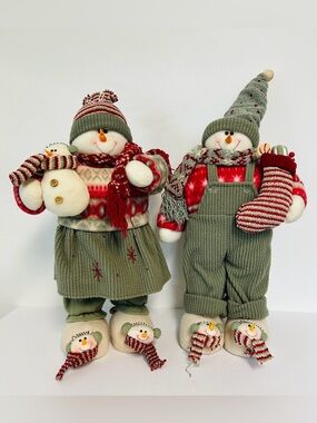 Northlight? Plush Set of 2 Nordic Fair Isle Snow Boy & Girl Standing 22” Tall